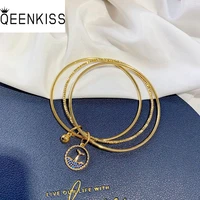 qeenkiss bt5254 fine jewelry wholesale fashion woman bride birthday wedding gift mermaid tail bells 24kt gold bracelet bangle