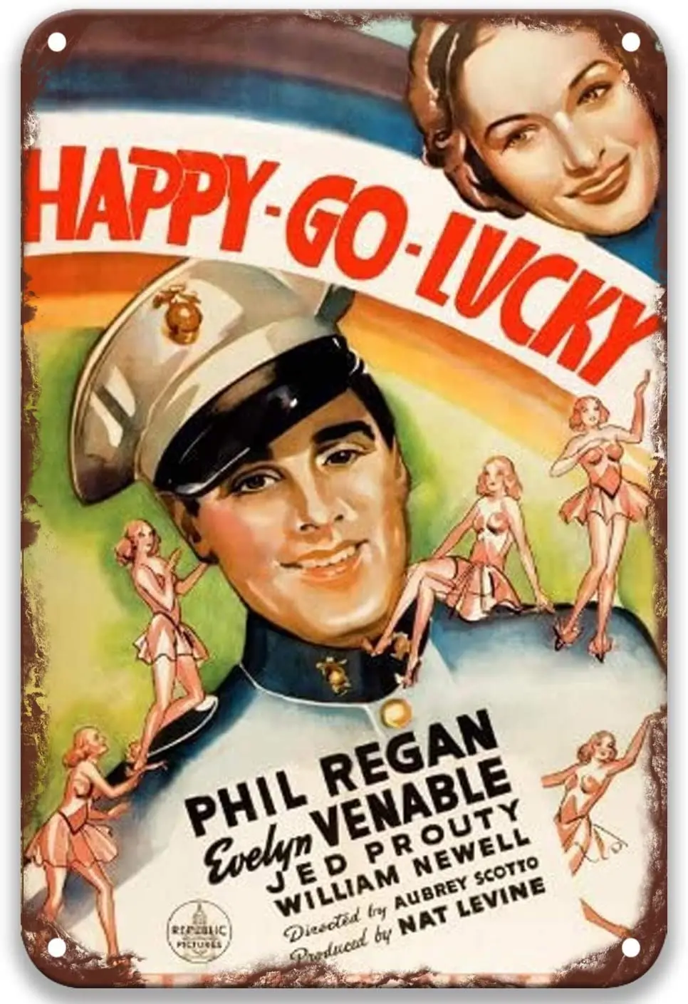 

TGDB HappyGoLucky (1936),Vintage Movies Metal Tin Signs Poster Plate Painted for Art Bar Bedroom Decor Home Wall 8x12 Inches