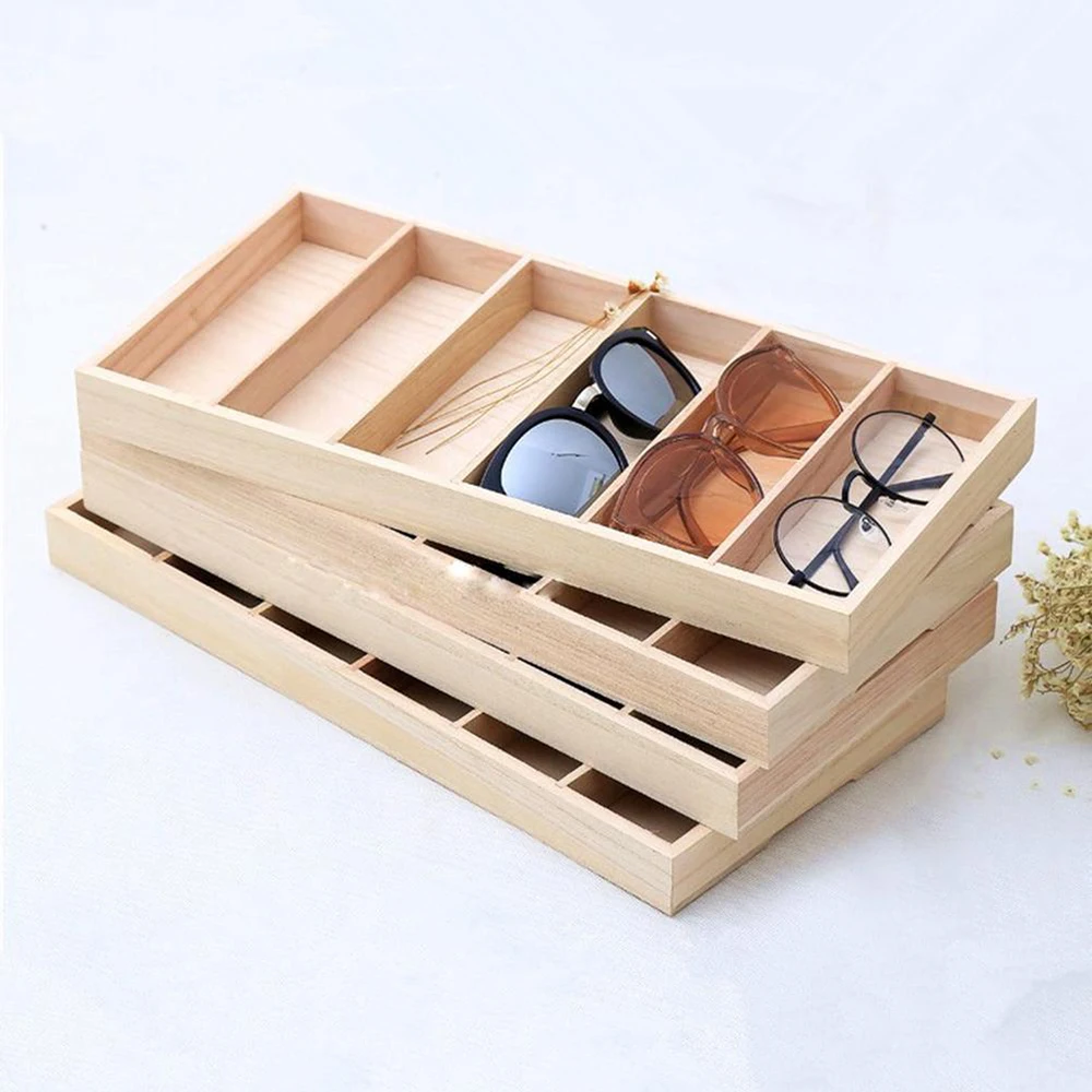 

Modern Wooden 6 Slot Sunglasses Storage Case Glasses Display Box Tray Eyewear Eyeglasses Sunglasses Solid Display Case