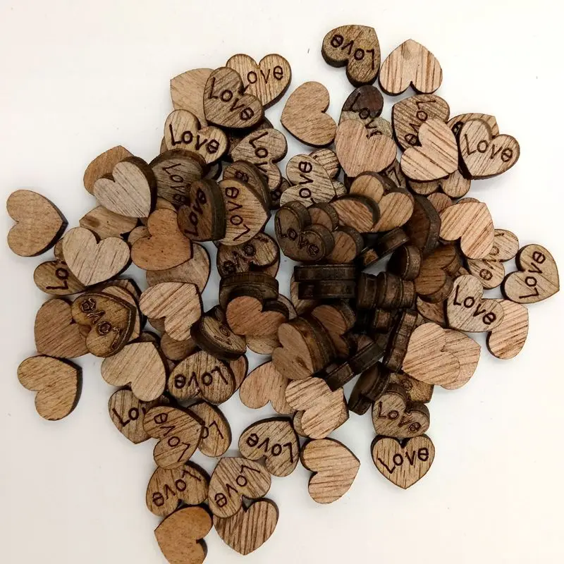 100 шт./пакет любовь деревянная в форме сердца рождественское свадебное украшение