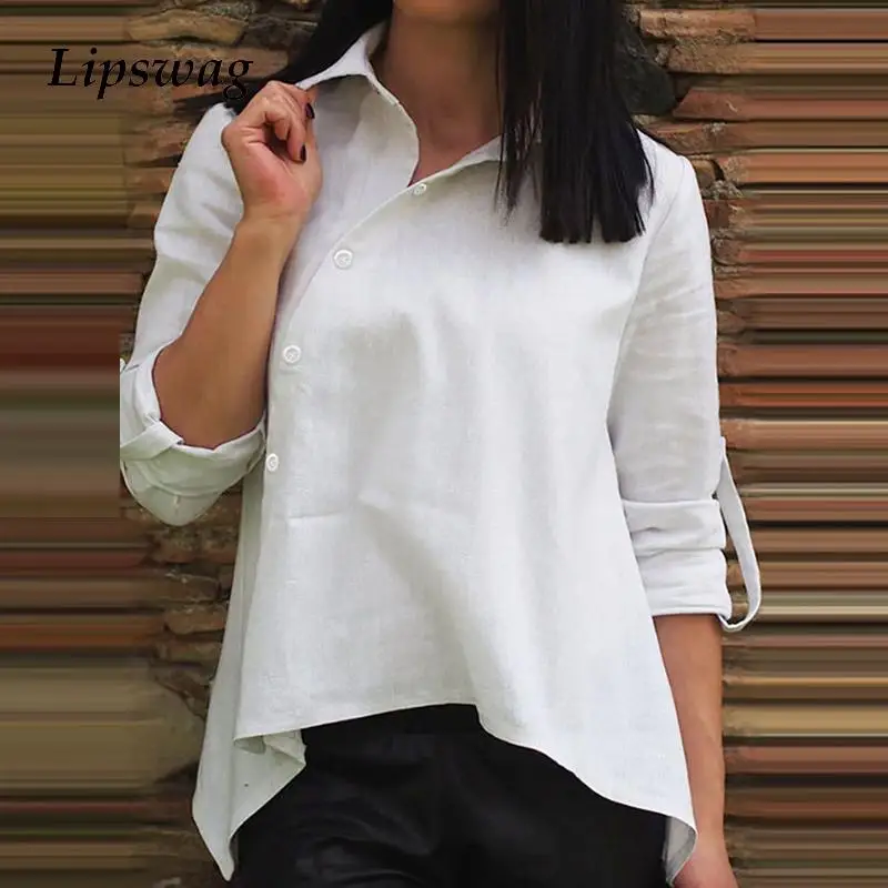 

Vintage Buttons Spring Long Sleeve Lady Tops Women Elegant Solid Turn-Down Collar Blouse Shirt Casual Loose Plus Size 3XL Blusas