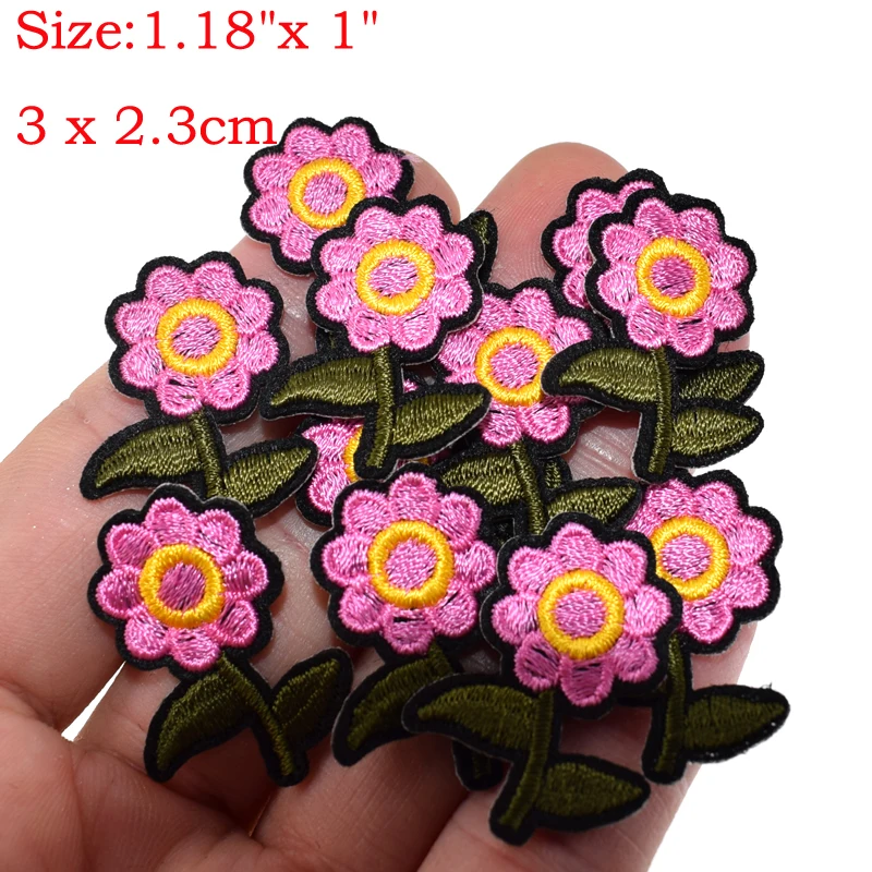 10 шт. маленькие вышитые железные значки с цветами листья ромашки цветы