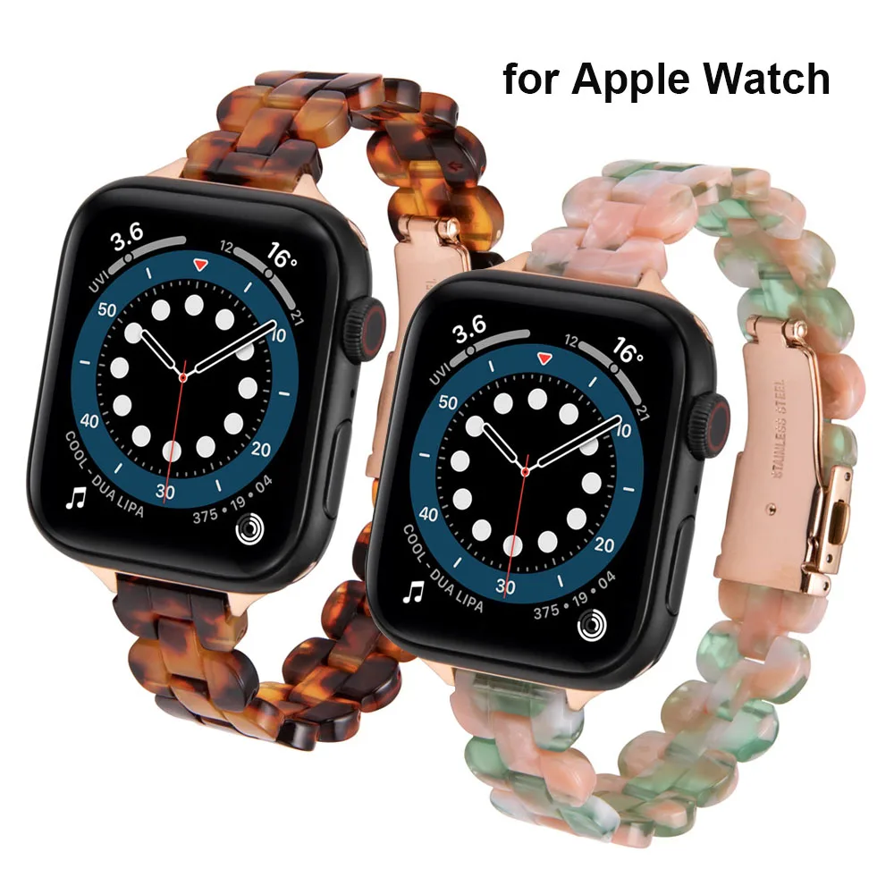 

Band for Apple Watch Bracelet 44mm/40mm for Women Man Resin Bracelet Fashion Strap with Stainless Buckle for iWatch Series SE/6