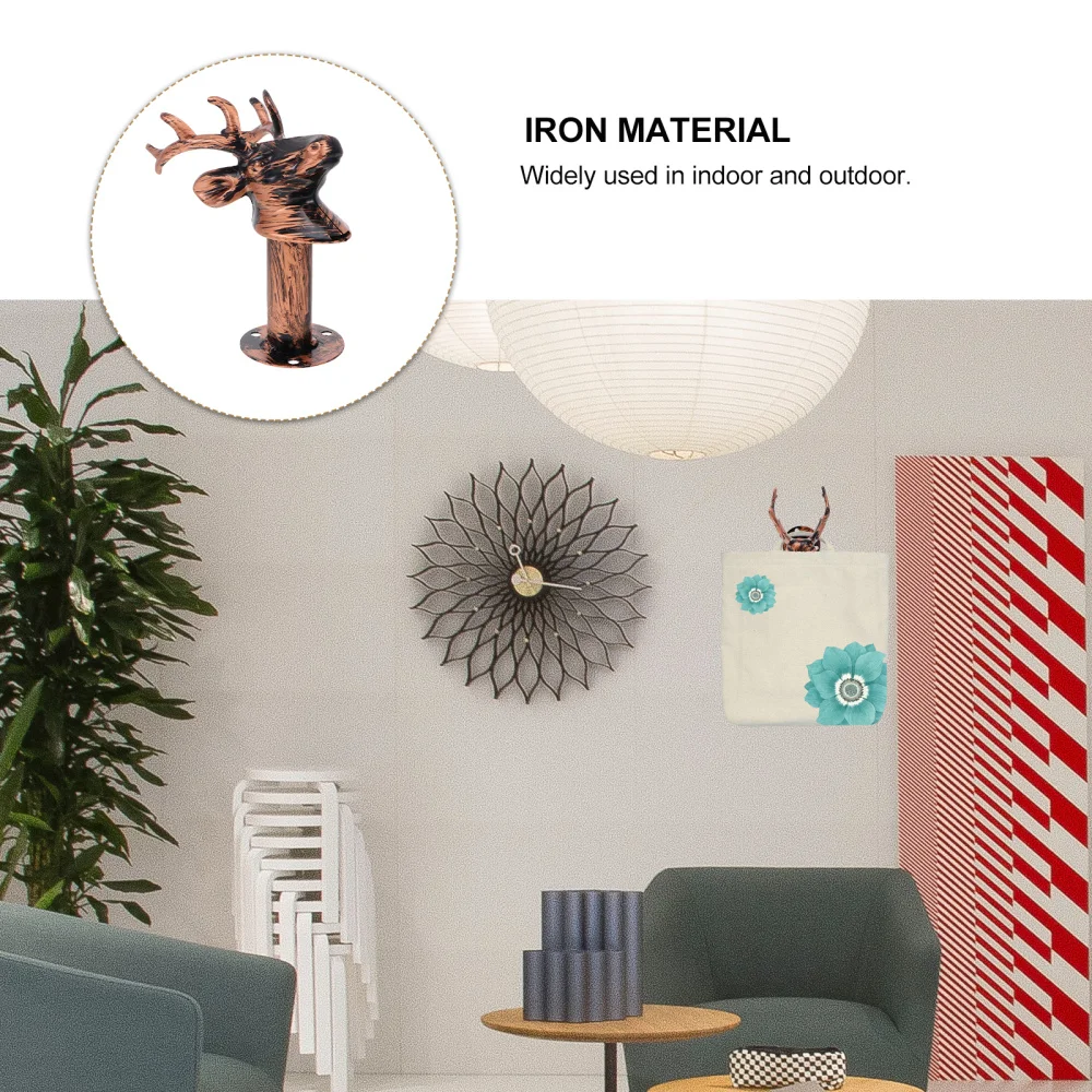 

2Pcs Wall-mounted Deer Head Shaped Hanger Hooks Bedroom Storage Organizers