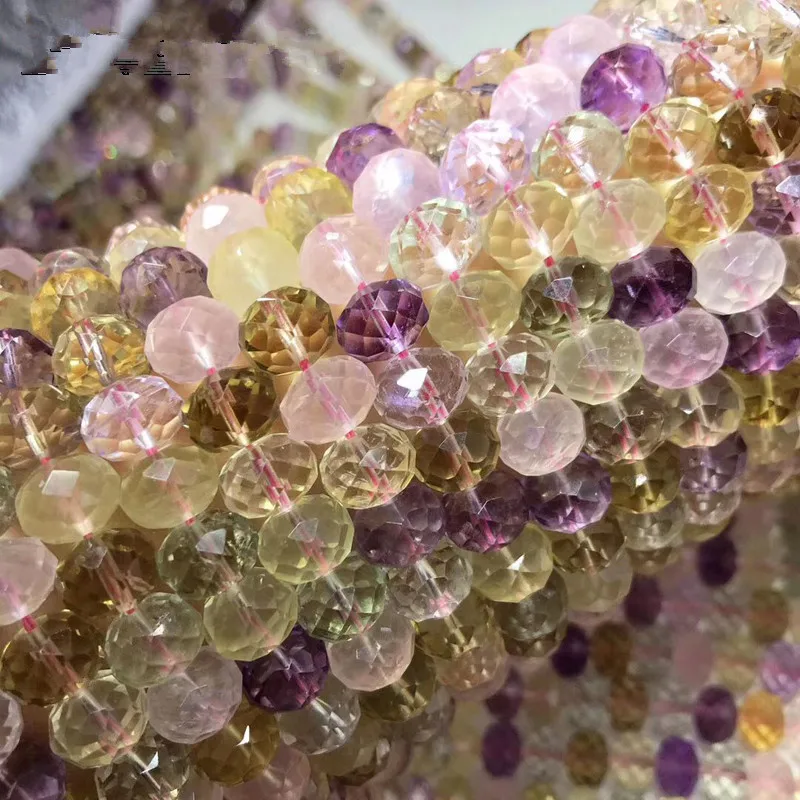 

loose beads faceted roundel MULTICOLOR crystal 7*10MM 14" for DIY jewelry making FPPJ wholesale beads nature gem stone