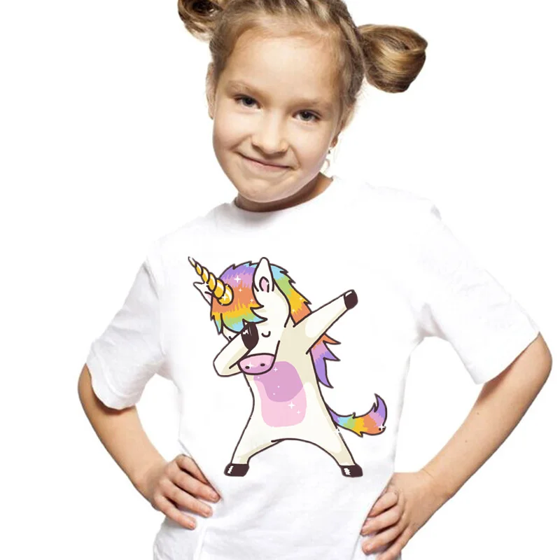 

New Arrival T-Shirt Girl Summer Vintage Aesthetics Unicorn Girls T Shirt O-Neck Short Sleeve Toddler Girls Tops Tee Clothes Teen