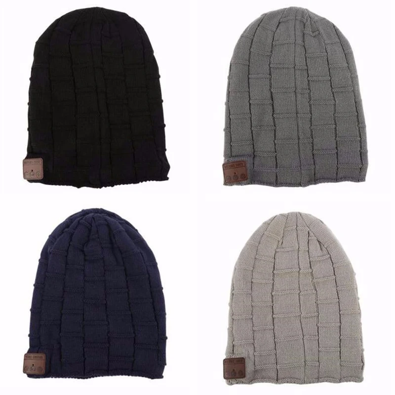 FULL-Wireless Bluetooth V4.2 Beanie Knitted Plus Velvet Winter Plaid Hat Headset Speaker Mic Hand-Free Music Mp3 Magic Warm Smar |