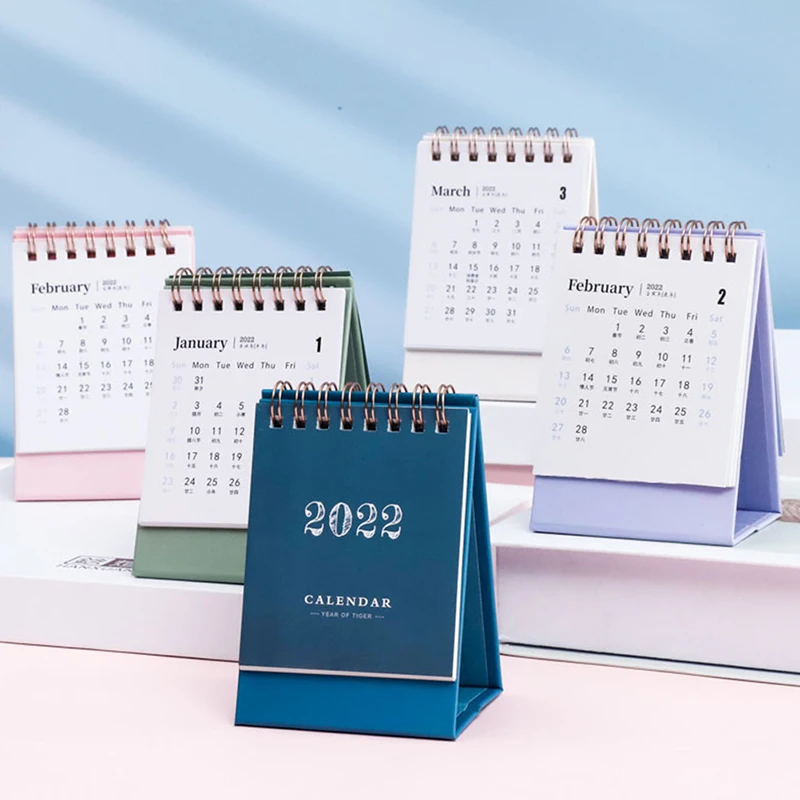 

2022 Black White Grey Series Desktop Calendar Dual Daily Schedule Table Planner