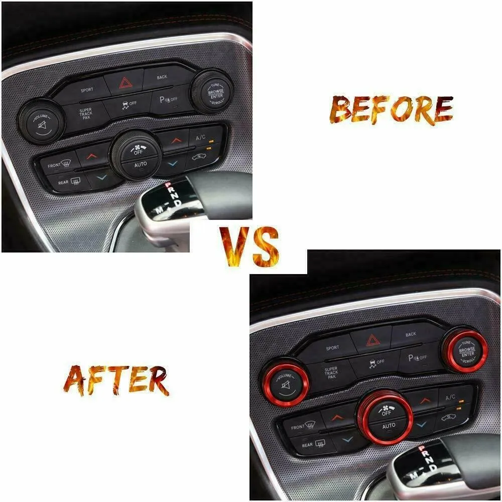 

3PCS/SET FOR CAR For Dodge Challenger/Charger 15-20 3pcs AC Radio Switch Trim Ring Knob Cover Car Interior Decoration Accessor