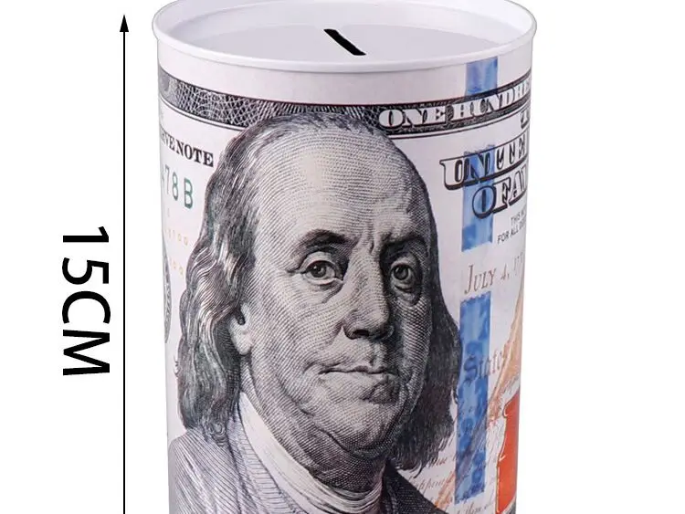 1 шт. 10*15 металлическая жестяная цилиндрическая Копилка евро доллар коробка для