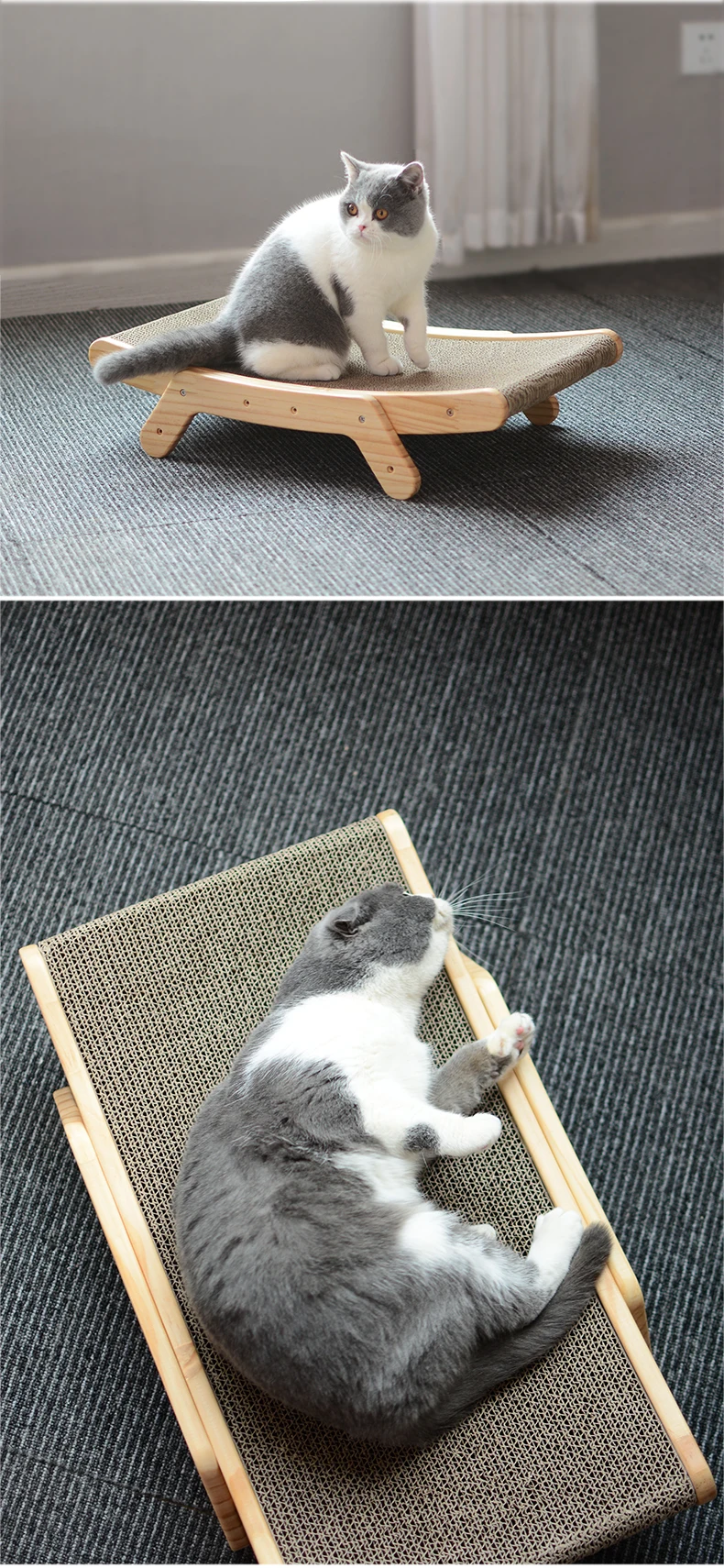 

Gato wooden scratcher solid cat scratch board toy claw grinder corrugated nest vertical sofa protector for GA