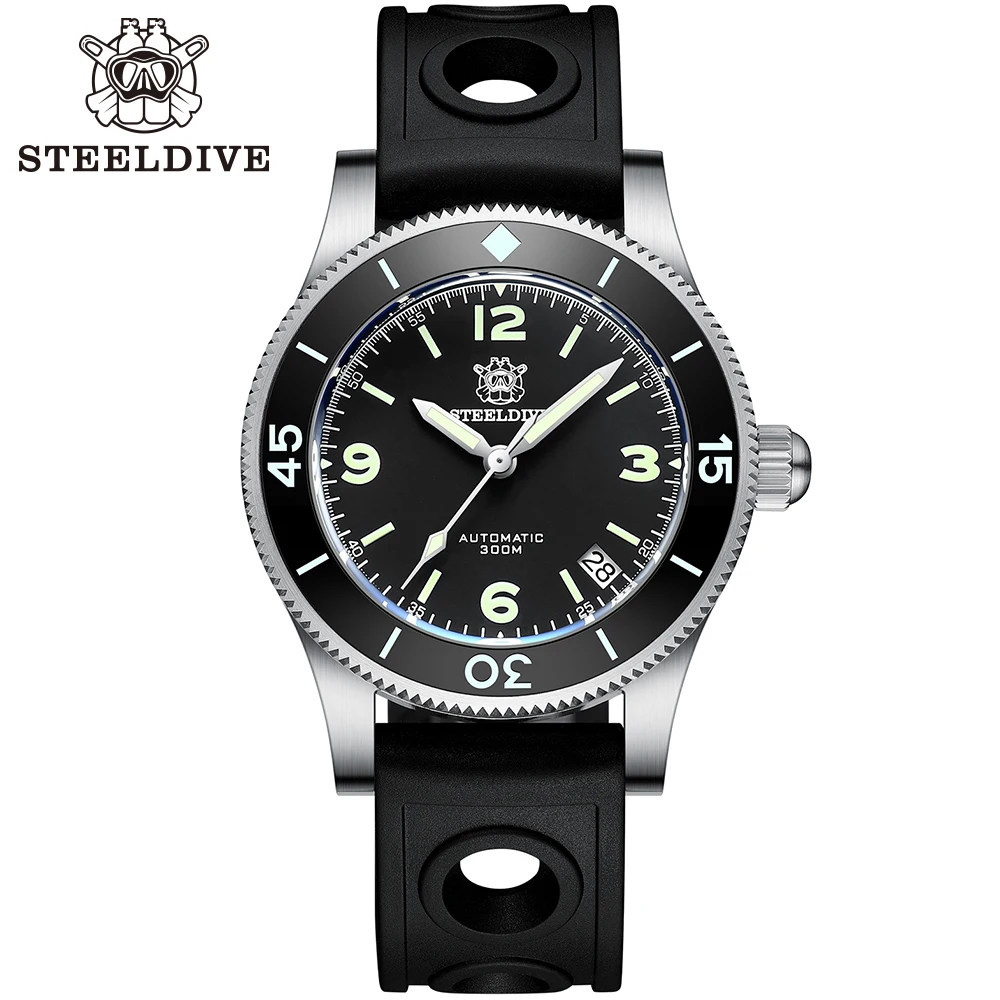 

Steeldive SD1952 With logo With Date 41MM NH35 Automatic Diver Watch 300m Water Resistant Ceramic Bezel Sapphire Glass Men Watch