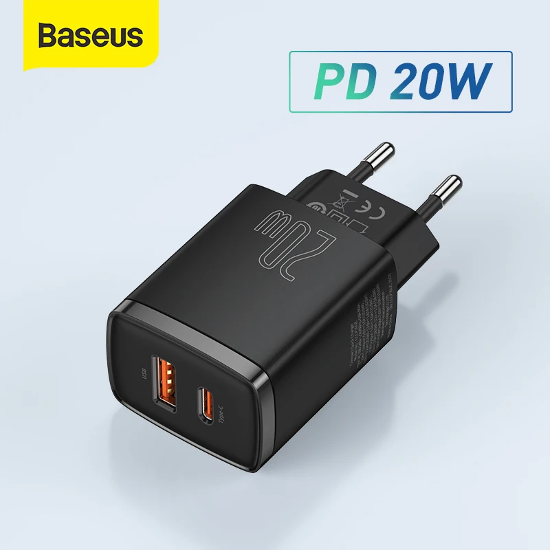 Baseus-cargador USB de 20W, dispositivo de carga r&aacute;pida tipo C, PD, puerto USB Dual, port&aacute;til, para iPhone 12 Pro Max 11 Mini 8 Plus-0