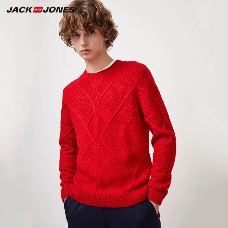 Мужской повседневный вязаный свитер JackJones Однотонный с круглым вырезом 219325508 |