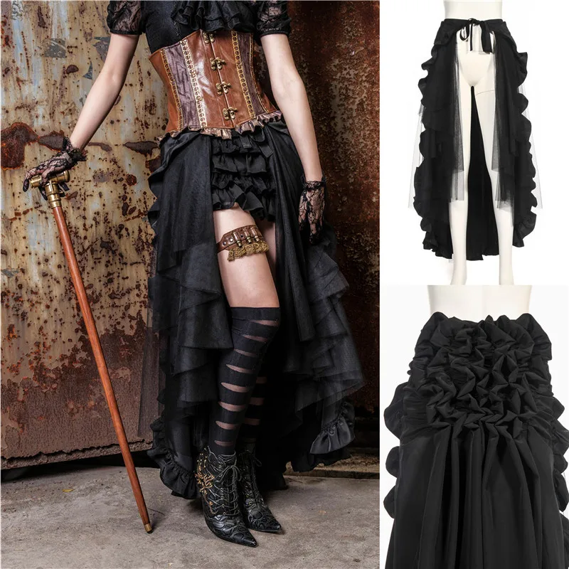 RQ-BL Victorian Gothic Steampunk Layered Maxi Skirt SP100