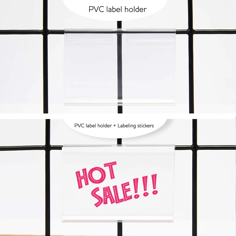 50Pcs Clear Plastic Label Holder Price Tag Shelf Clip Removable for Storage Bins Basket Labels | Дом и сад