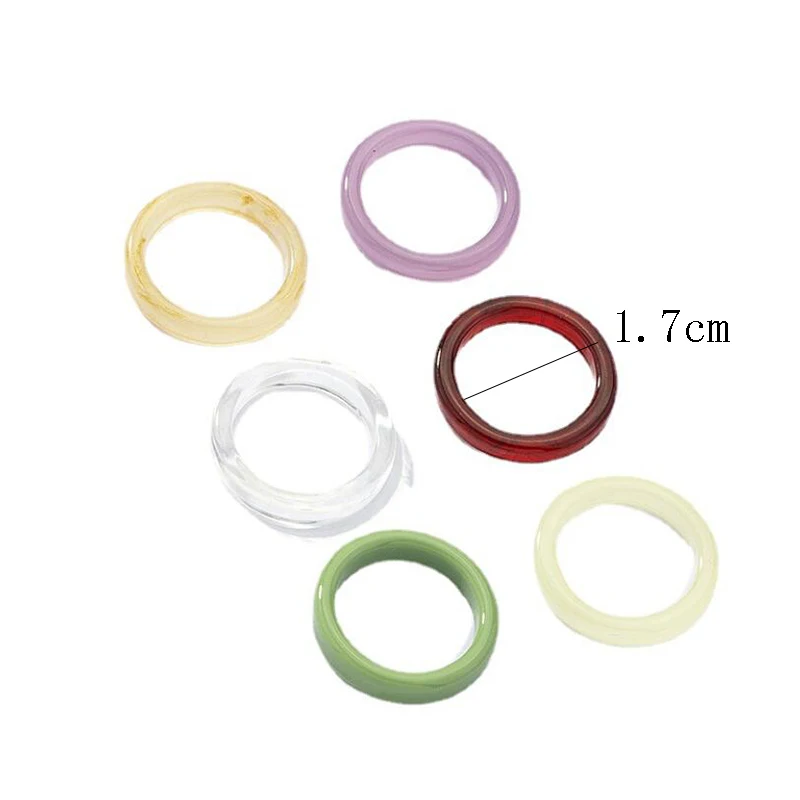 

6Pcs Ring SetKorea Vintage Transparent Resin Colorful Rings Chic Colorful Acrylic Geometric Ring Set for Women Jewelry