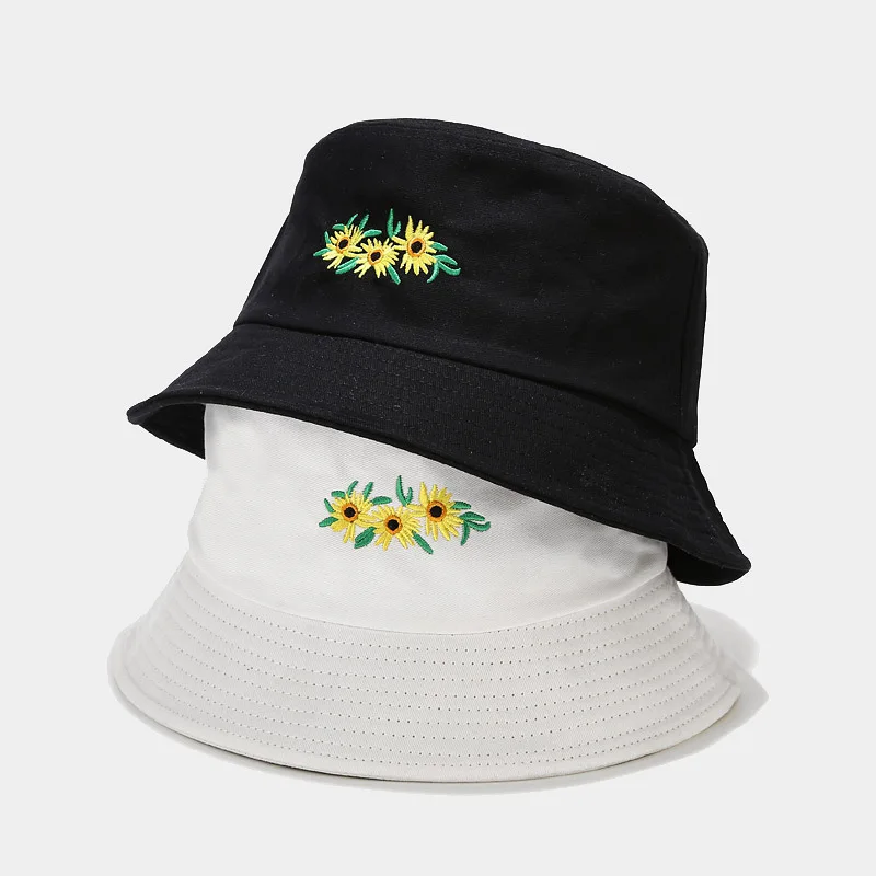 Панама с вышитыми цветами женская в японском стиле шапка рыбака летняя модная |