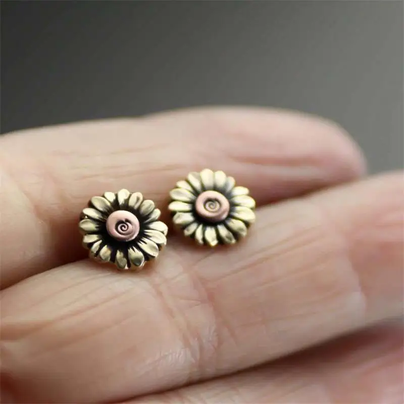 Женские серьги гвоздики в виде подсолнуха|Серьги-гвоздики| |