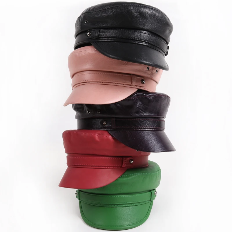 

ladies women genuine real leather hat