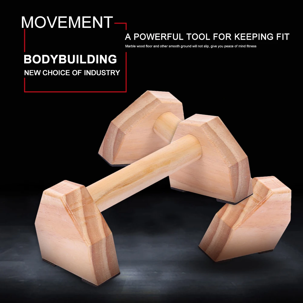 

1 Pair Wooden Push Up Stands Bars Gym Training Chest Rack Handstand Parallel Bar Double Rod Fitness Equipment