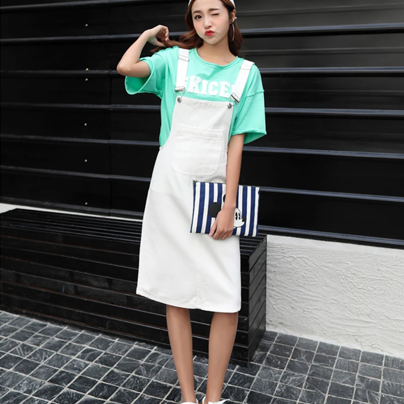 Женская юбка на подтяжках белая розовая Черная Юбка До Колена модель B02006B в