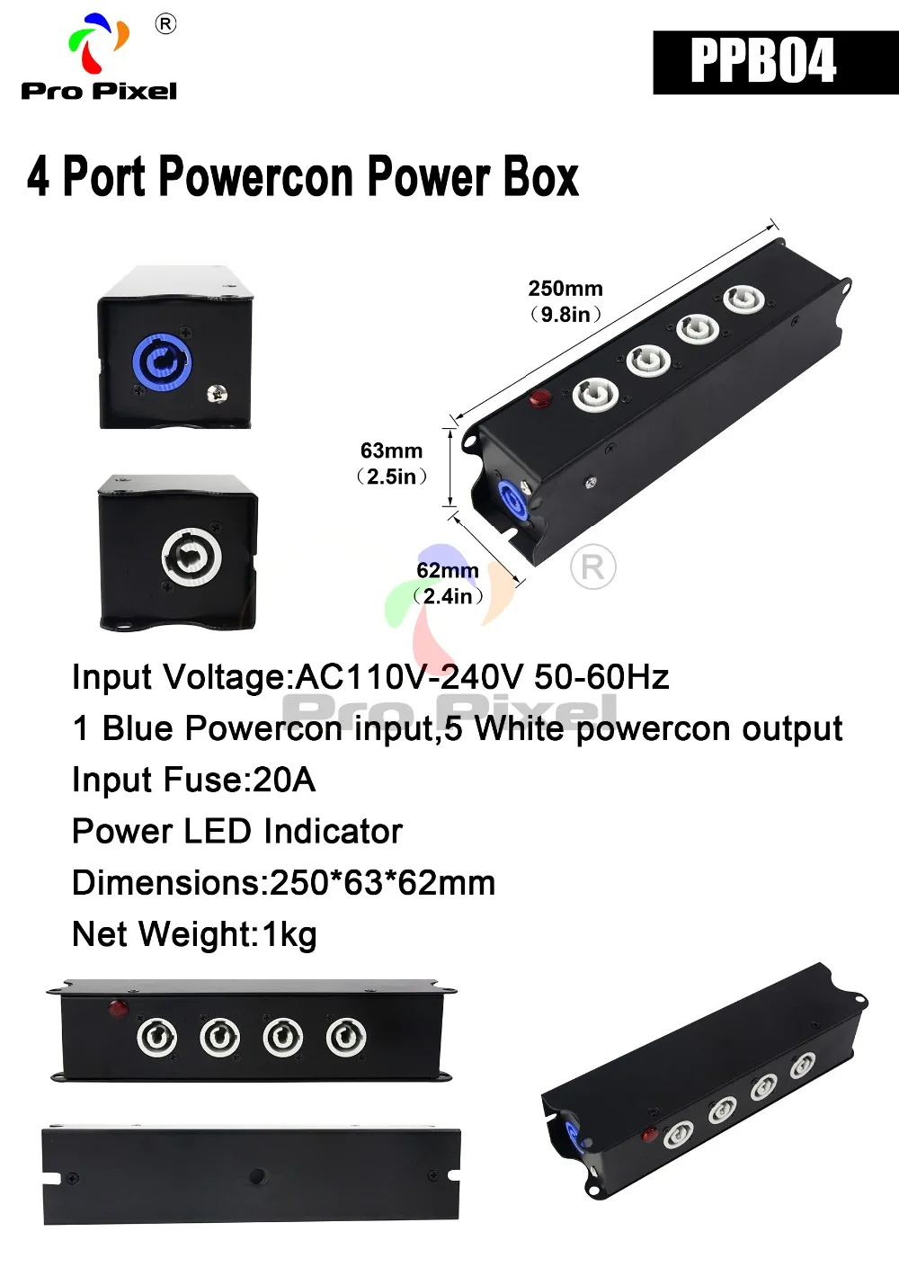 1 шт. 4 порта power con power Box, power con in и power con out для движущихся головок, dj светильник