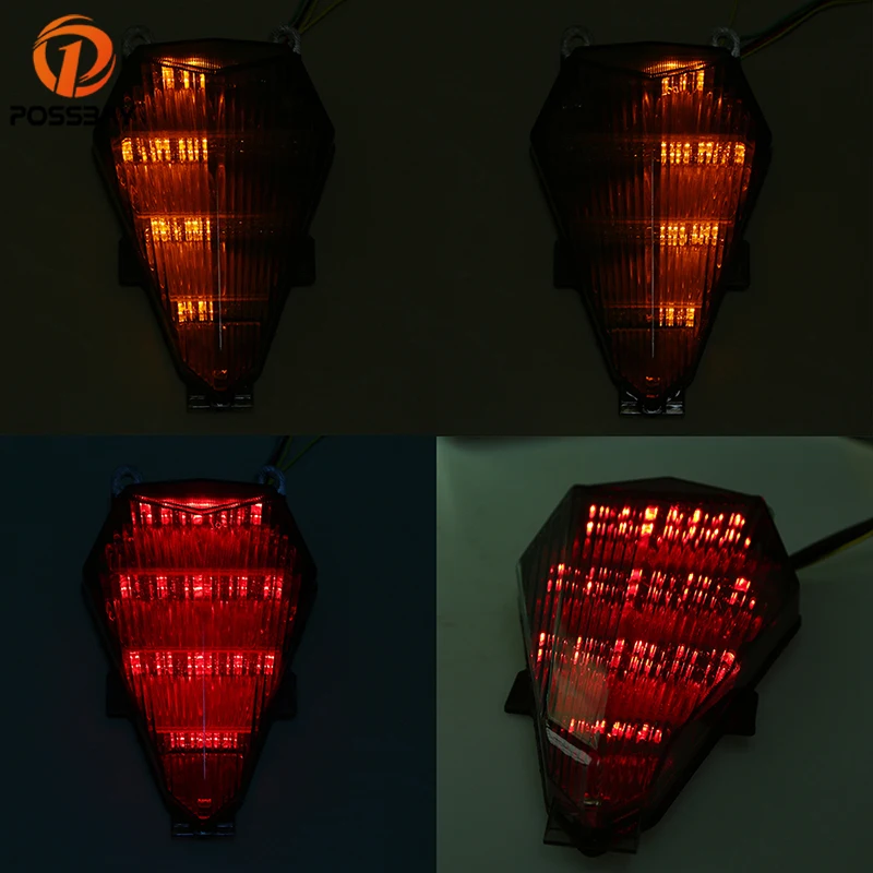 

POSSBAY Motorcycle Lights LED Brake Rear Taillight Turn Signal Indicator Light For Yamaha YZF R6 2006 2007 Cafe Racer Bike