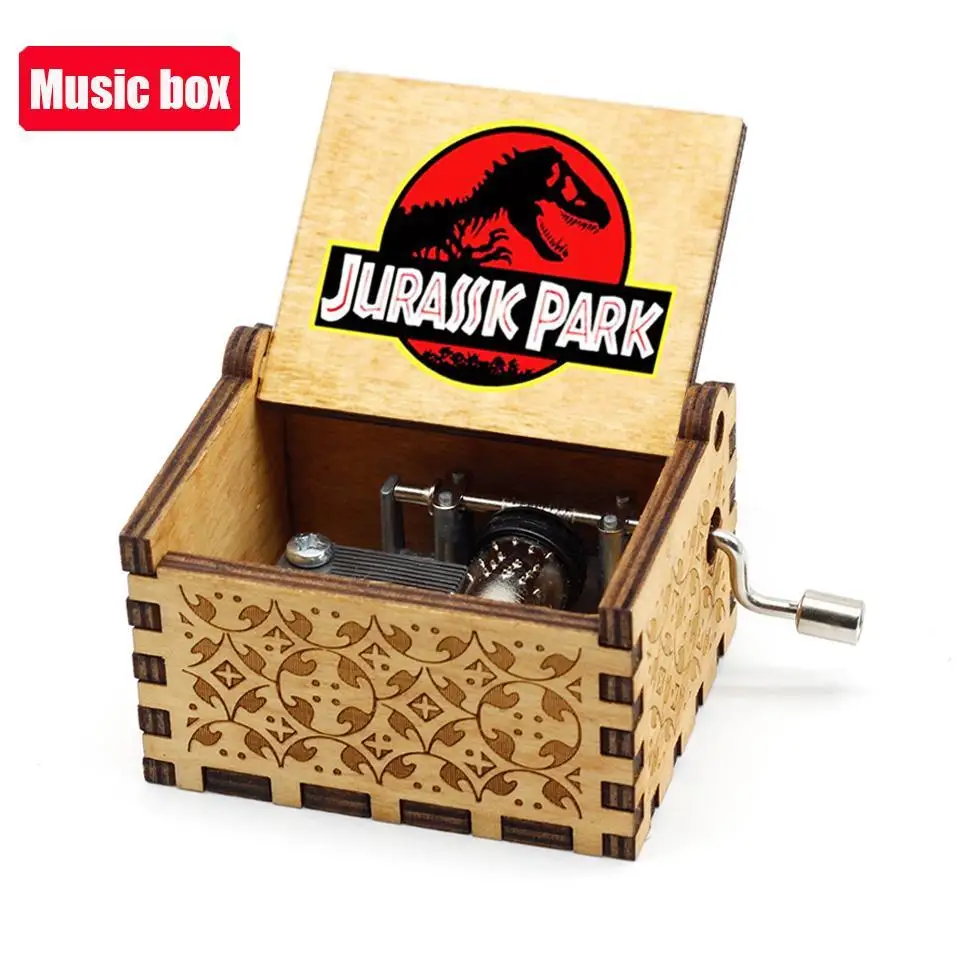 

HOT Antique Wooden Hand Crank Music Box Black Queen Jurassic Park Music Box Children's Holiday Gift Christmas Gift New Year Gift