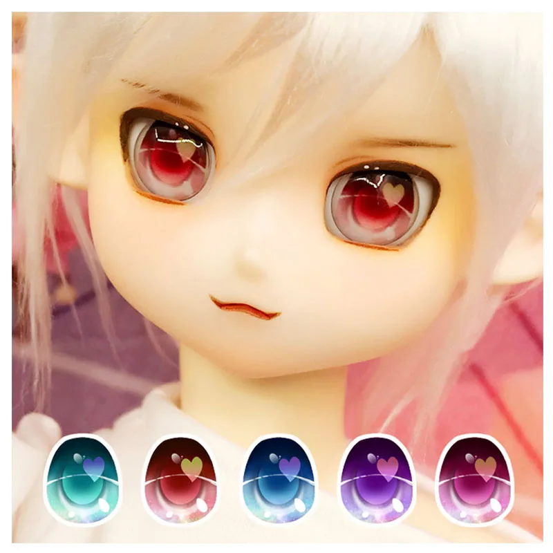 Глаза кукольные полноразмерные с металлическим эффектом 10-22 мм в форме сердца