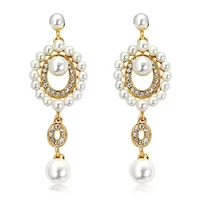 new bridal earrings exquisite pearl rhinestone drop earrings for women korea elegant wedding party jewelry accessories 2021