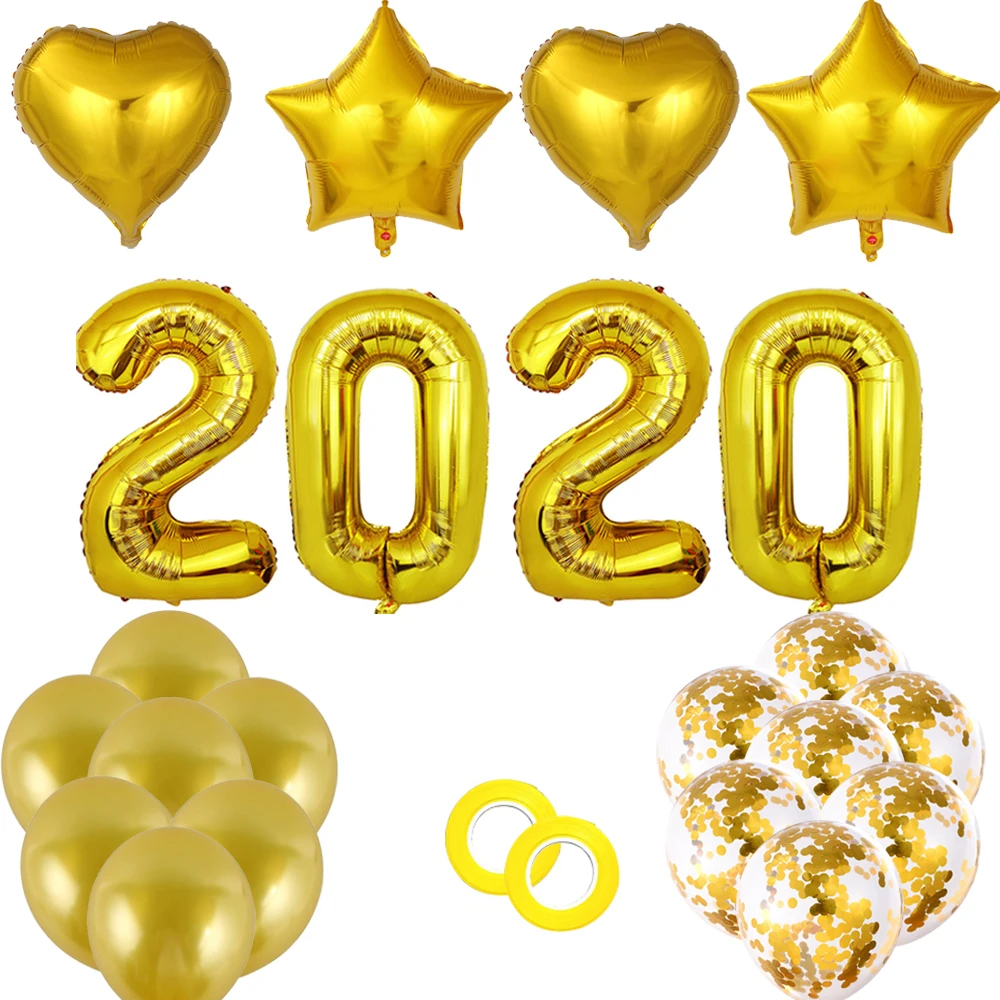 Новинка 2020 г. набор фольгированных воздушных шаров в виде цифр для новогодней