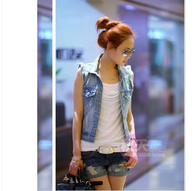 Женский кардиган с дырками джинсовый жилет в ковбойском стиле 2019 | Женская одежда