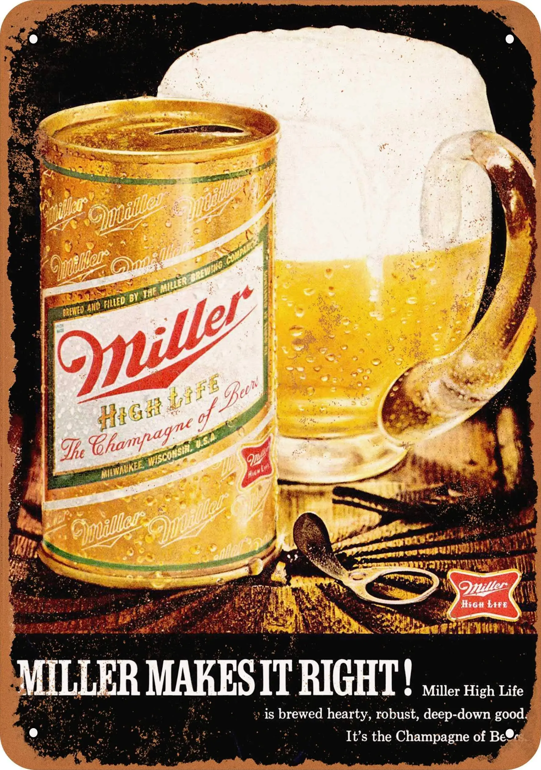 

SLALL 1971 Miller Beer Retro Street Sign Household Metal Tin Sign Bar Cafe Car Motorcycle Garage Decoration