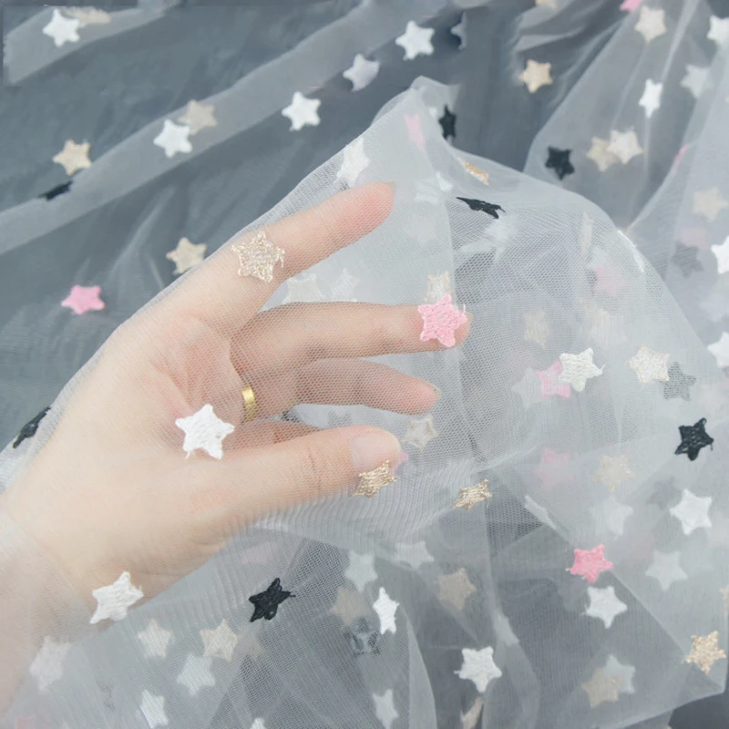 1/2 ярда вышитая сетчатая Тюлевая ткань с рисунком звезд для юбки пачки платья