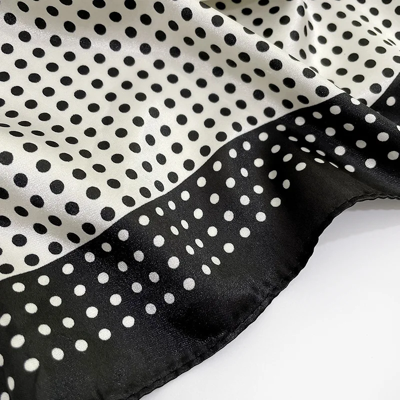 Женский шелковый шарф 90 см новинка 2021 черный и белый квадратный с волнистым