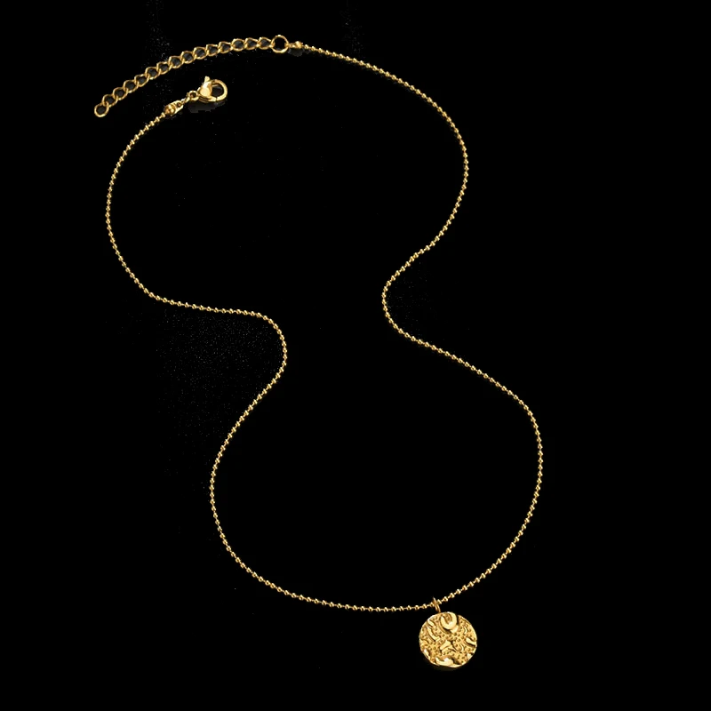 Крошечное круглое ожерелье с подвеской из нержавеющей стали золотое серебряное