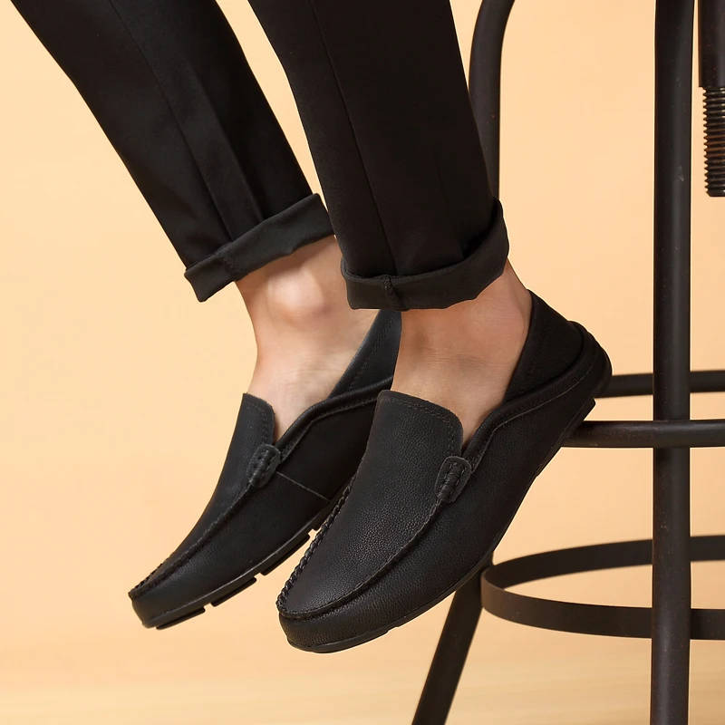 Повседневная обувь из натуральной кожи Мужские дышащие осенние Лоферы без