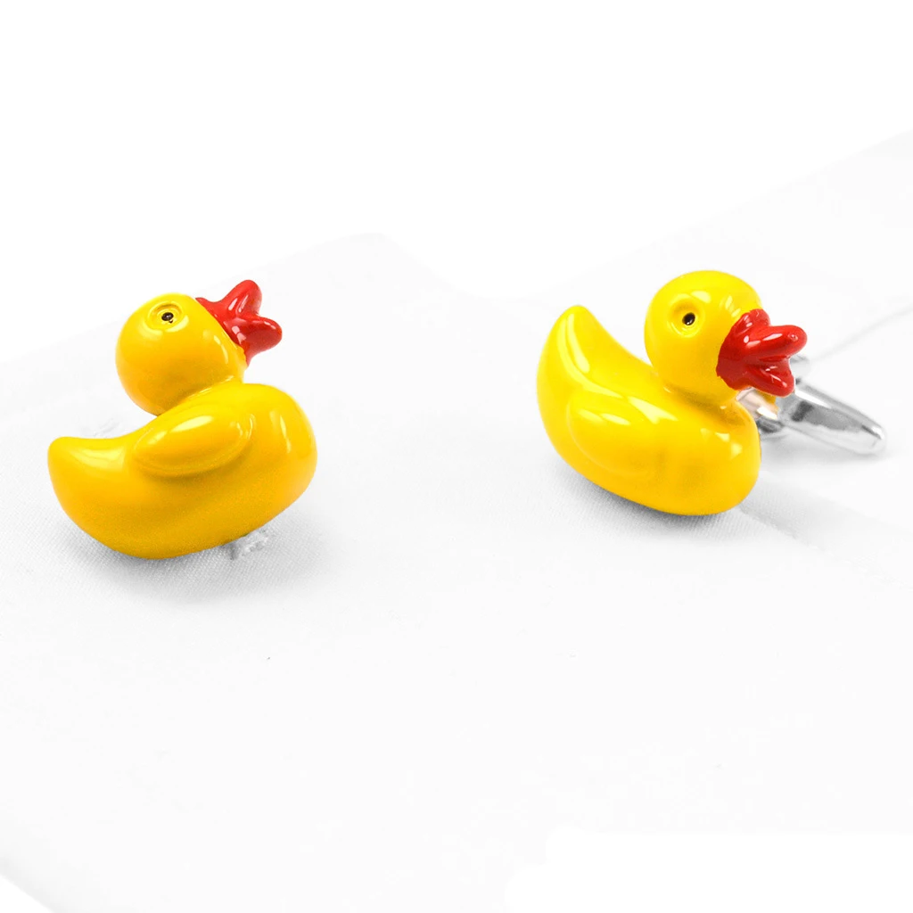 Kemstone Милая желтая утка дизайн серебряный цвет запонки модные подарки