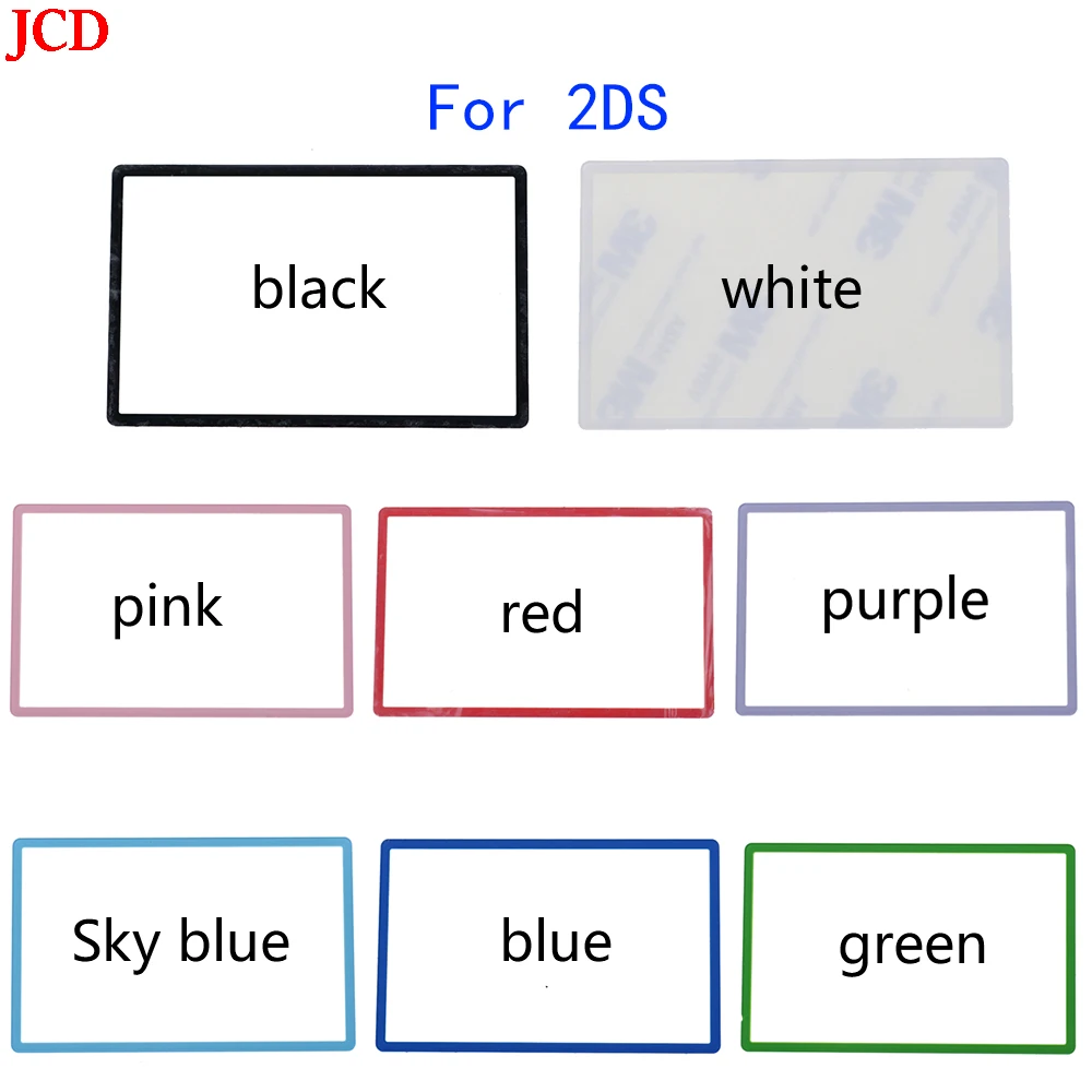 JCD 50 Pcs For 2DS Top Surface Mirror Outer Lens Cover Upper LCD Screen Front Plastic Black & White