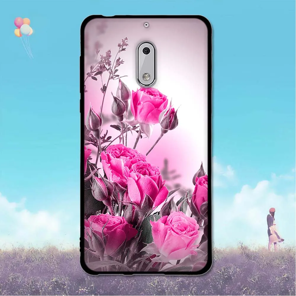 Чехол для Nokia 6 задняя крышка Nokia6 5 дюйма цветочный рисунок телефона TA-1021 TA-1033