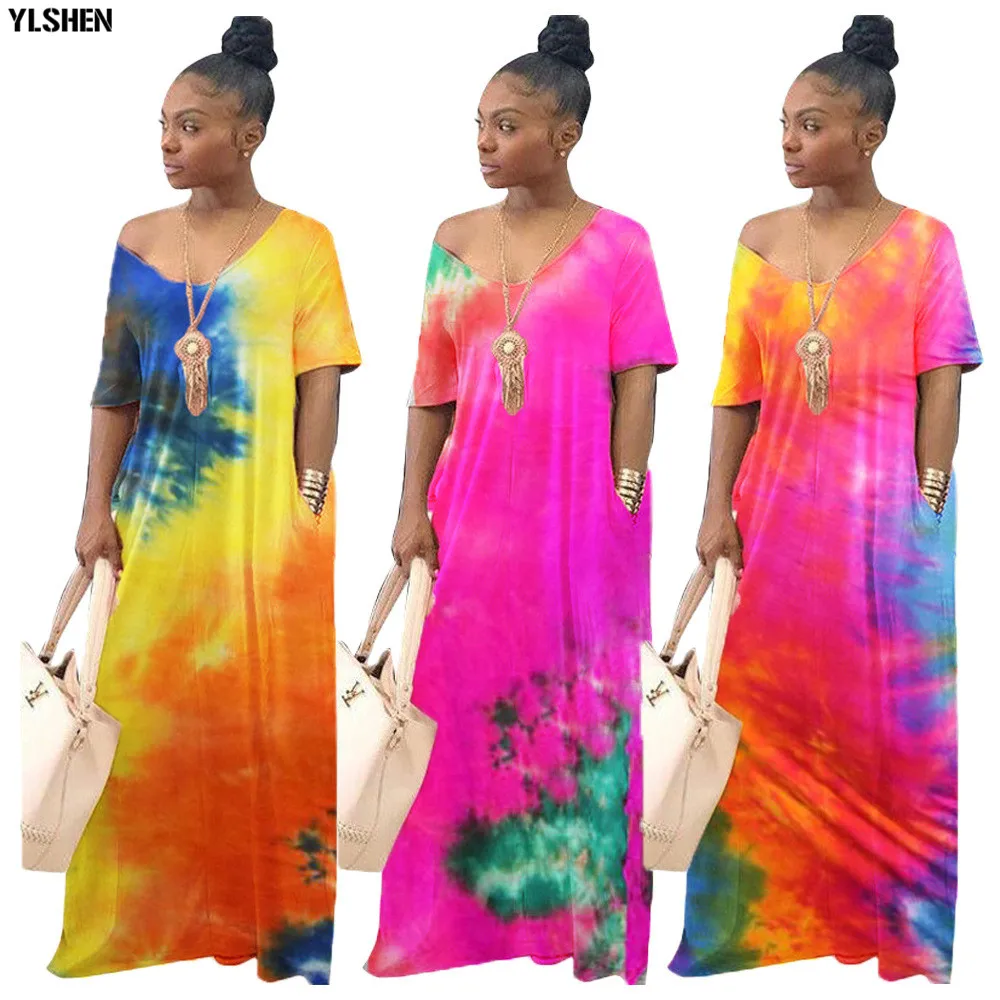 

Women 2020 Fashion Clothes African Dresses for Women Tie Dye Print Boubou Robe Africaine Femme New Dashiki Dress Africa Clothing