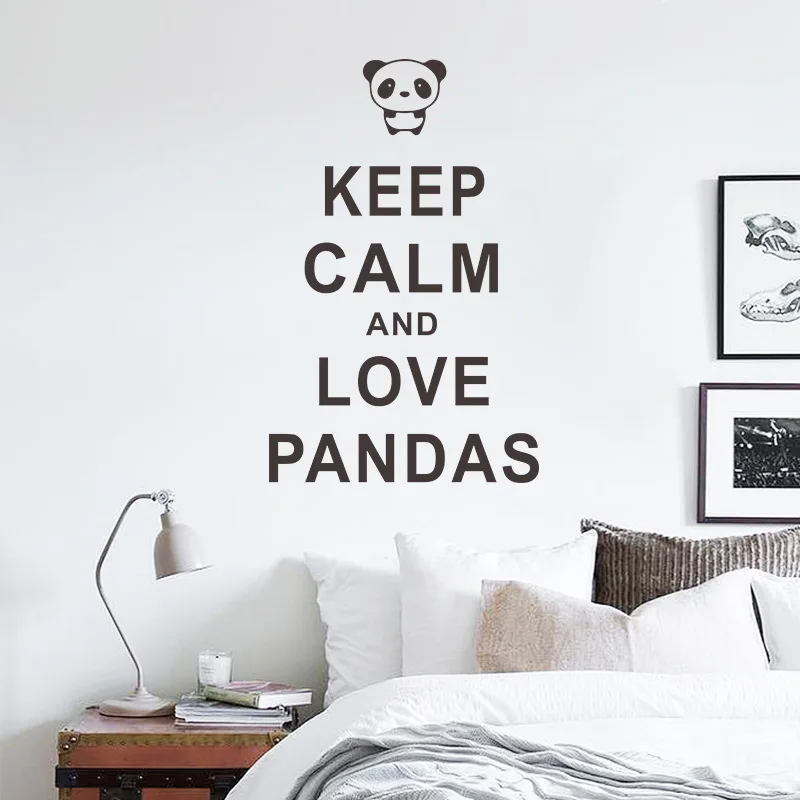 

Creative Cute Painting Panda Wall Stickers for Kids Room Porch Bedroom Door Stickers English Letters Decor Room Art Design