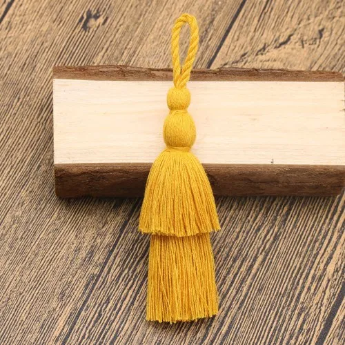 Orange yellow 1pcs 12 см длинная хлопковая кисточка 2 слоя дизайн цветная кисточка для поделок телефон подвеска брелок подвесной мешок украшение одежды 1 шт - Цвет: Orange yellow 1pcs
