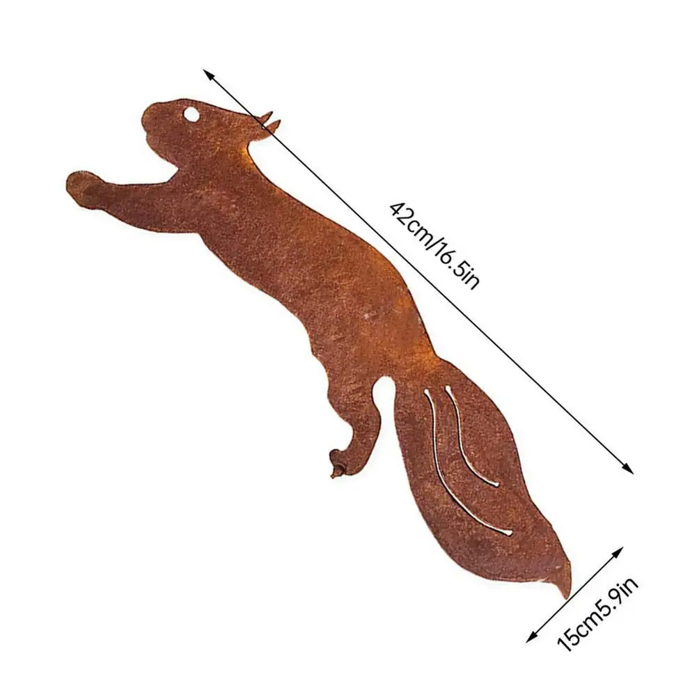 Metal Rust Squirrel Decor Garden Silhouette For Tree Running Art Ornament Exquisite Animal Decoration |