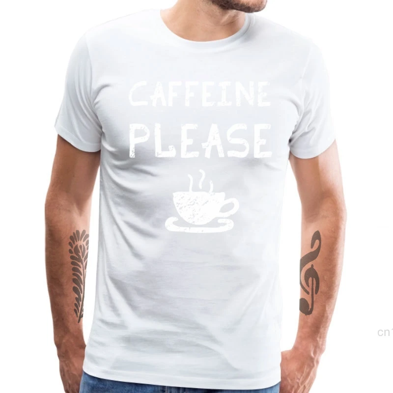 Мужская Повседневная футболка с кофеином 100% хлопок летние футболки коротким