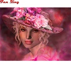 Полностью квадратнаякруглая дрель 5D DIY Алмазная картина для женщин с шляпой 3D вышивка крестиком Мозаика Стразы Украшения