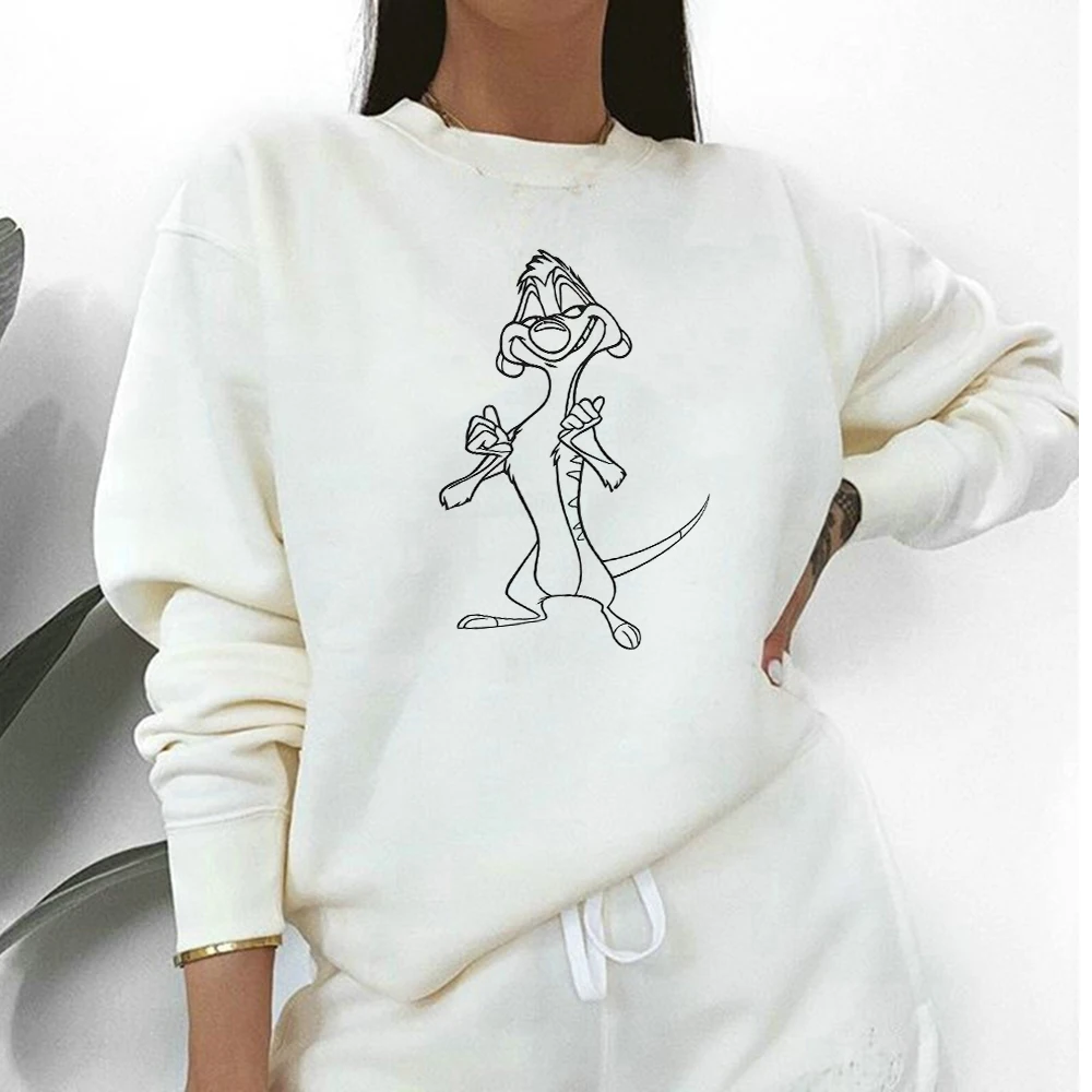 

Disney Minimalism Style Hoodie Timon Printed Pullover Lion King Best Freinds Forever Sweatshirts Women Clothing Spring Coats