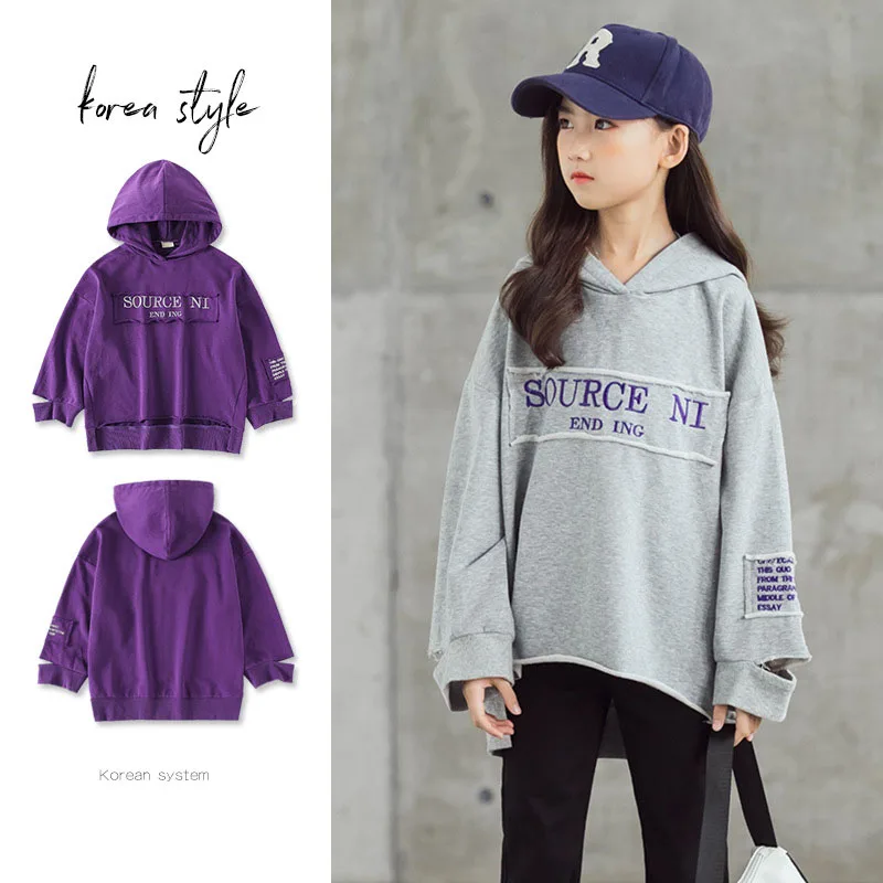 Толстовка с капюшоном для девочек-подростков Осенний Повседневный свитшот