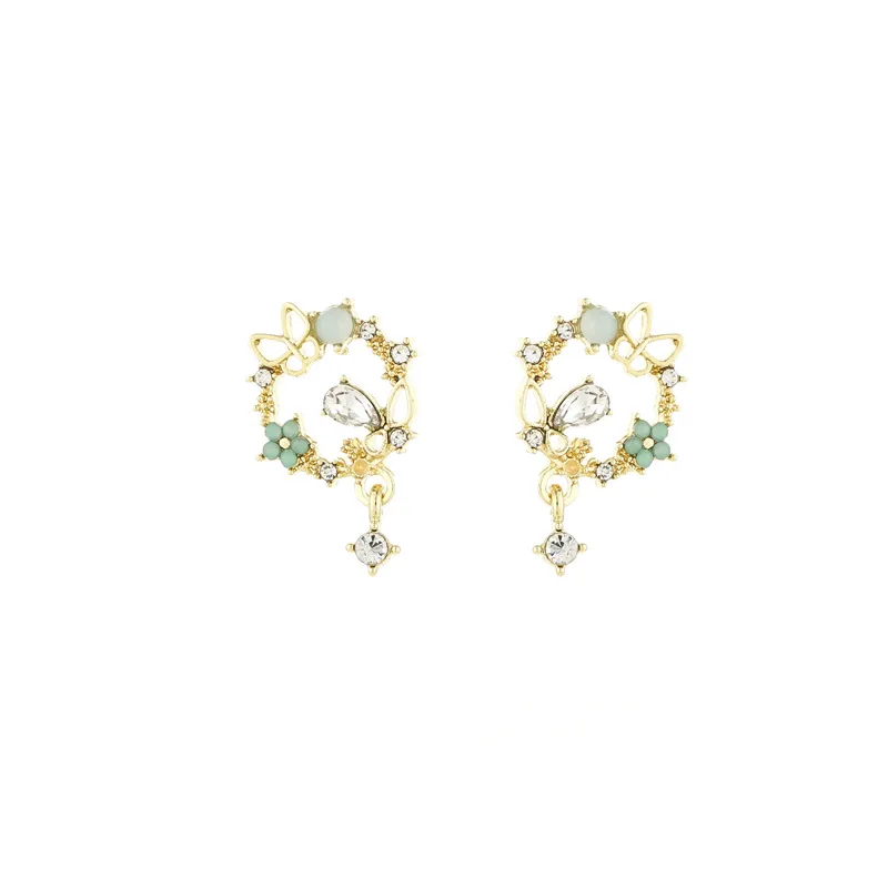 

Lovely Forest Sweet Temperament Flower Earrings Simple and Small Butterfly Earrings